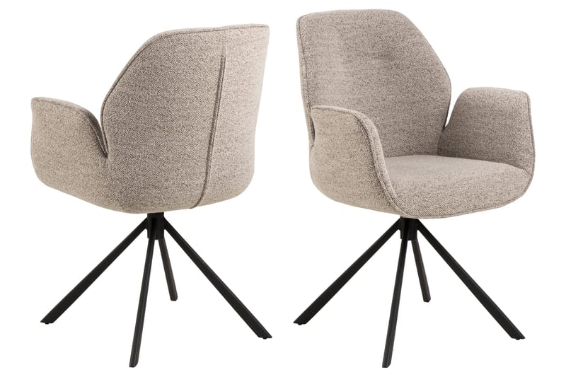 Lipie Spisestol i Bouclé med Metallben, Beige