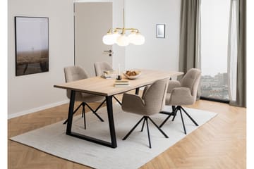 Lipie Spisestol i Bouclé med Metallben - Beige - Møbler - Stoler - Spisestuestoler & kjøkkenstoler