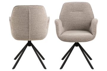 Lipie Spisestol i Bouclé med Metallben - Beige - Møbler - Stoler - Spisestuestoler & kjøkkenstoler