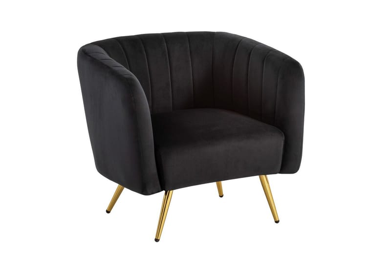 Lounge & Cocktail Stol Wohnling Fløyelslett trukket med gullfargede metallben, industriell stil - Møbler - Stoler - Spisestuestoler & kjøkkenstoler