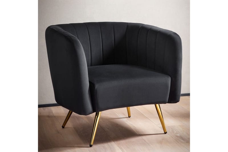 Lounge & Cocktail Stol Wohnling Fløyelslett trukket med gullfargede metallben, industriell stil - Møbler - Stoler - Spisestuestoler & kjøkkenstoler