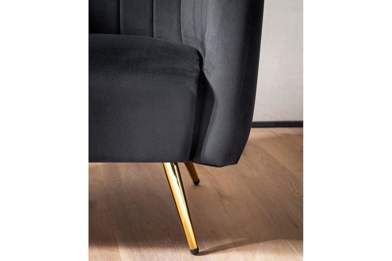 Lounge & Cocktail Stol Wohnling Fløyelslett trukket med gullfargede metallben, industriell stil - Møbler - Stoler - Spisestuestoler & kjøkkenstoler
