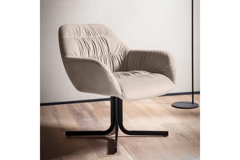 Lounge & Cocktail Stol Wohnling koselig fløyelstrukket, med armlener, moderne stil Beige - Beige - Møbler - Stoler - Lenestoler