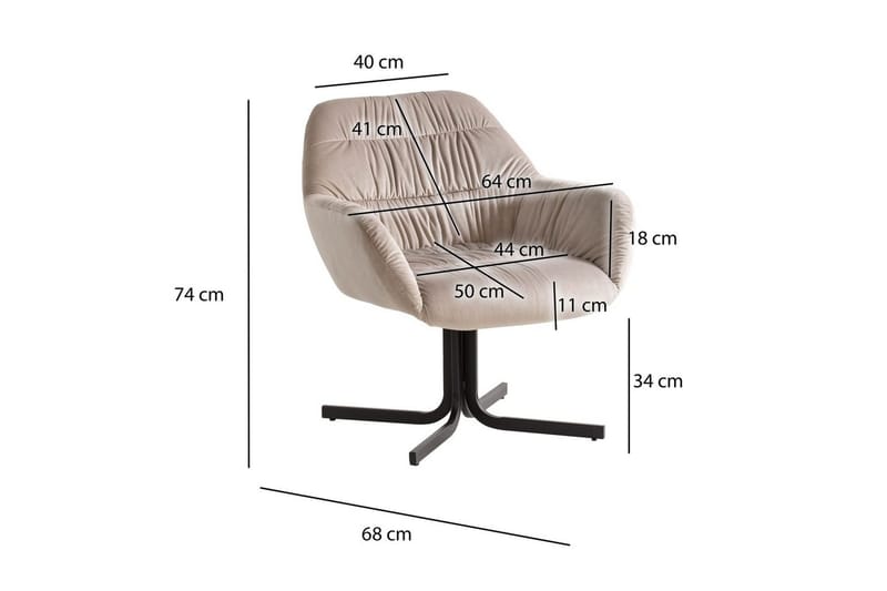 Lounge & Cocktail Stol Wohnling koselig fløyelstrukket, med armlener, moderne stil Beige - Beige - Møbler - Stoler - Lenestoler