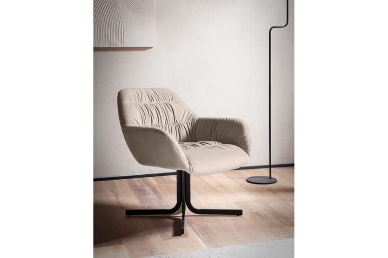Lounge & Cocktail Stol Wohnling koselig fløyelstrukket, med armlener, moderne stil Beige - Beige - Møbler - Stoler - Lenestoler