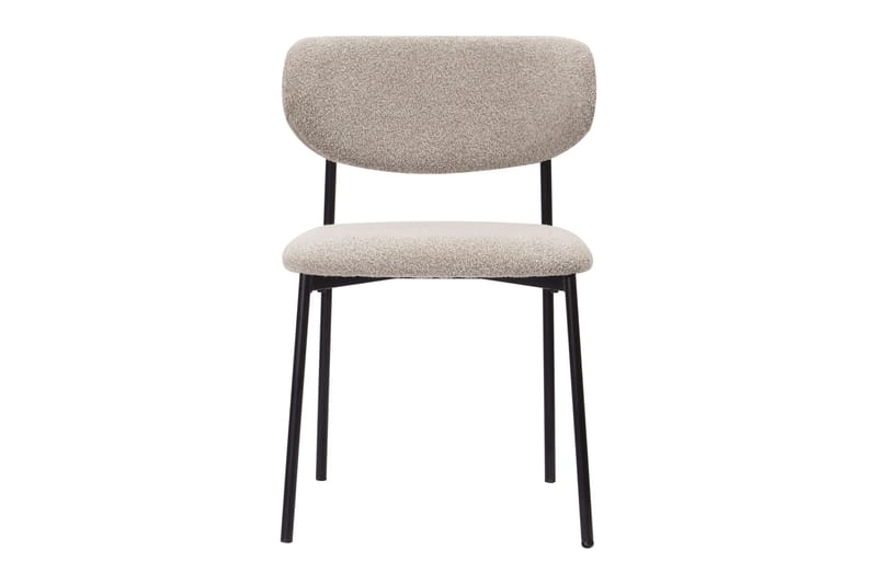 Lucy Spisestol, Greige bouclé / Metallben svart