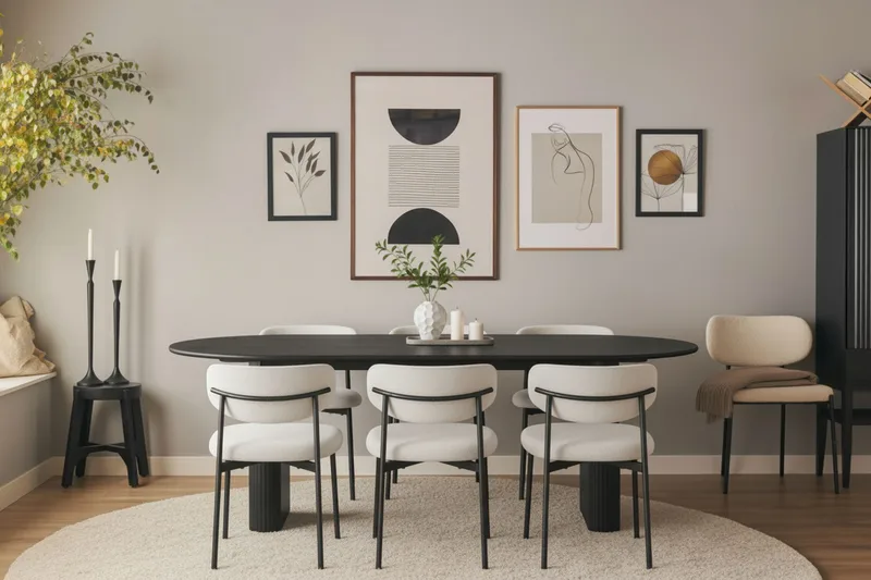 Lucy Spisestol - Hvit bouclé / Metallben svart - Møbler - Stoler - Spisestuestoler & kjøkkenstoler