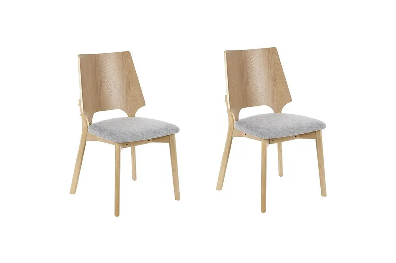 Matsalsstol Beliani Abee set om 2 Grå-Ljust Trä Light grey VALUE_MISSING_2