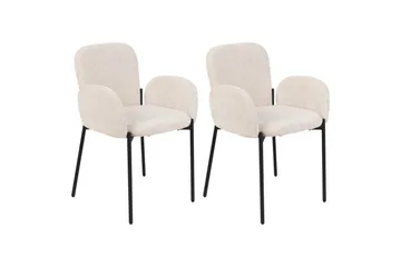 Matsalsstol Beliani Albee set om 2 Beige - Møbler - Stoler - Spisestuestoler & kjøkkenstoler