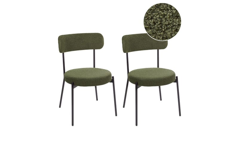 Matsalsstol Beliani Allison set om 2 Beige-Svart Dark green