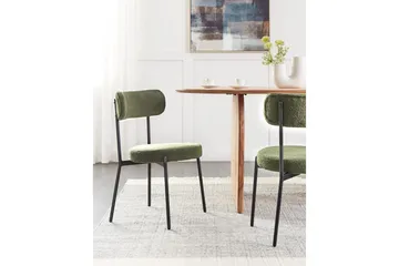 Matsalsstol Beliani Allison set om 2 Beige-Svart Dark green - Møbler - Stoler - Spisestuestoler & kjøkkenstoler