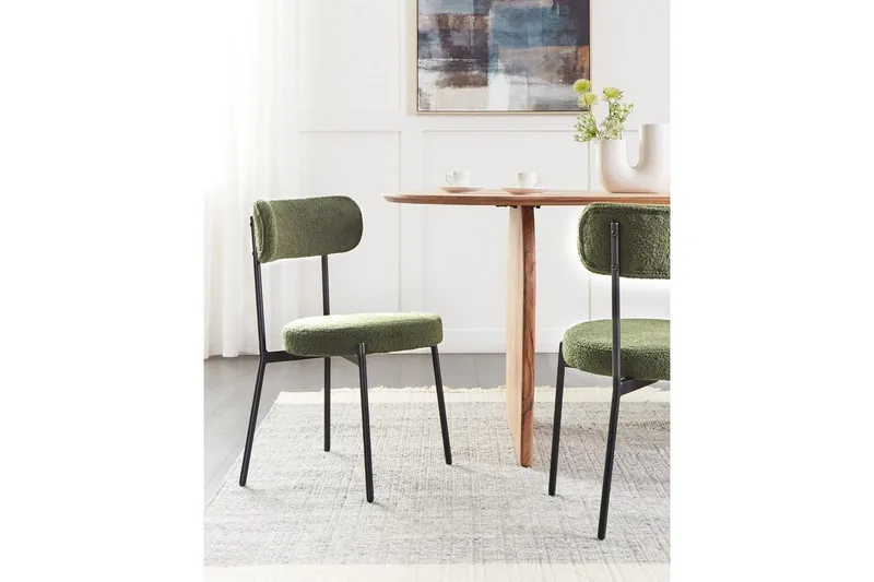 Matsalsstol Beliani Allison set om 2 Beige-Svart Dark green - Møbler - Stoler - Spisestuestoler & kjøkkenstoler
