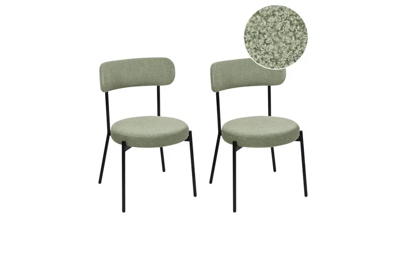 Matsalsstol Beliani Allison set om 2 Beige-Svart Light green