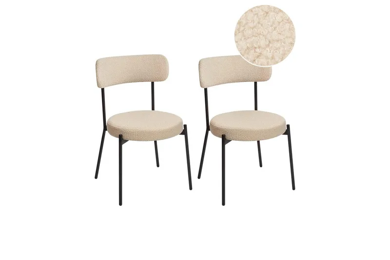 Matsalsstol Beliani Allison set om 2 Beige-Svart Ljusbeige