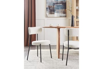 Matsalsstol Beliani Allison set om 2 Beige-Svart White - Møbler - Stoler - Spisestuestoler & kjøkkenstoler