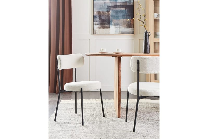 Matsalsstol Beliani Allison set om 2 Beige-Svart White - Møbler - Stoler - Spisestuestoler & kjøkkenstoler