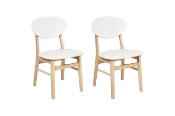 Matsalsstol Beliani Amery set om 2 Ljus Trä-Brun Cream white - Møbler - Stoler - Spisestuestoler & kjøkkenstoler