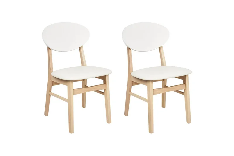 Matsalsstol Beliani Amery set om 2 Ljus Trä-Brun Cream white
