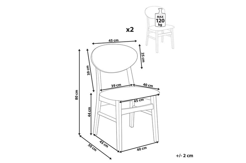 Matsalsstol Beliani Amery set om 2 Ljus Trä-Brun Cream white - Møbler - Stoler - Spisestuestoler & kjøkkenstoler