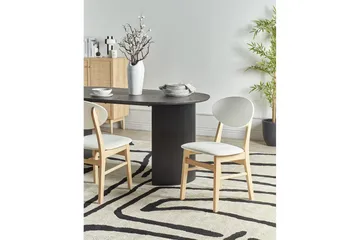 Matsalsstol Beliani Amery set om 2 Ljus Trä-Brun Cream white - Møbler - Stoler - Spisestuestoler & kjøkkenstoler