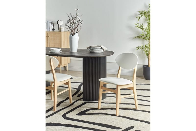 Matsalsstol Beliani Amery set om 2 Ljus Trä-Brun Cream white - Møbler - Stoler - Spisestuestoler & kjøkkenstoler