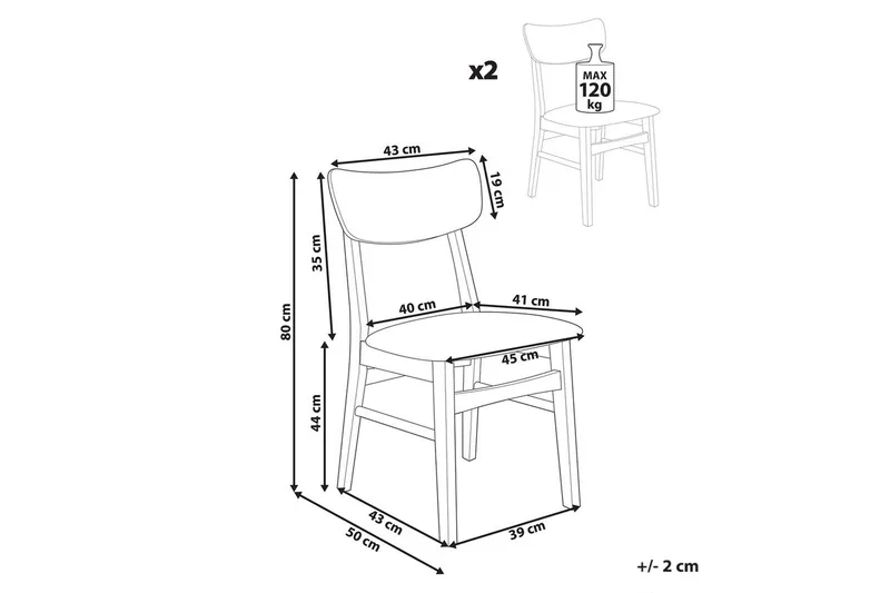 Matsalsstol Beliani Anoka set om 2 Mörk Trä-Beige Light grey - Møbler - Stoler - Spisestuestoler & kjøkkenstoler