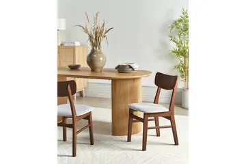 Matsalsstol Beliani Anoka set om 2 Mörk Trä-Beige Light grey - Møbler - Stoler - Spisestuestoler & kjøkkenstoler