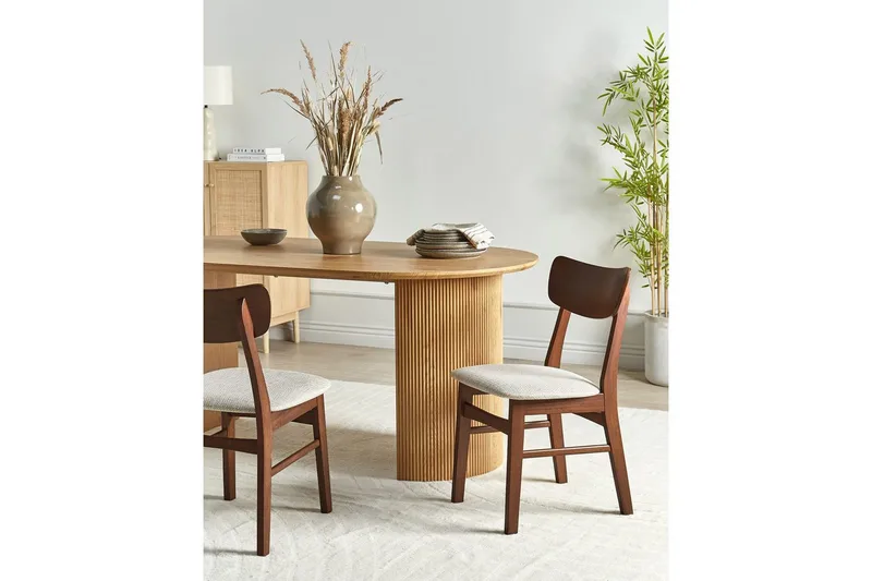 Matsalsstol Beliani Anoka set om 2 Mörk Trä-Beige Taupe - Møbler - Stoler - Spisestuestoler & kjøkkenstoler