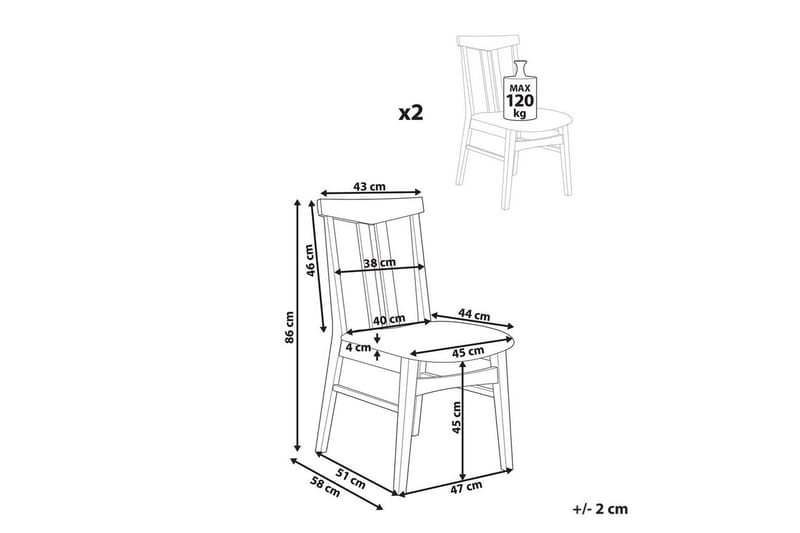 Matsalsstol Beliani Avalon set om 2 Ljus Trä-Beige Light grey - Møbler - Stoler - Spisestuestoler & kjøkkenstoler