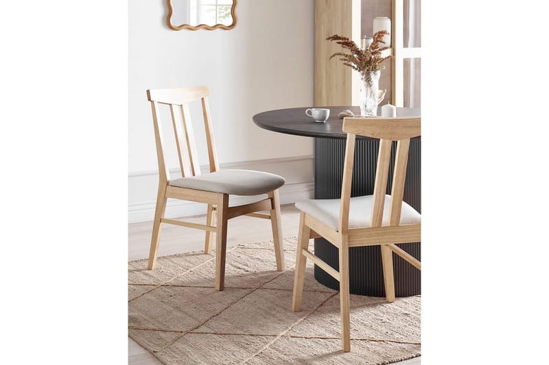 Matsalsstol Beliani Avalon set om 2 Ljus Trä-Beige Ljusbeige - Møbler - Stoler - Spisestuestoler & kjøkkenstoler
