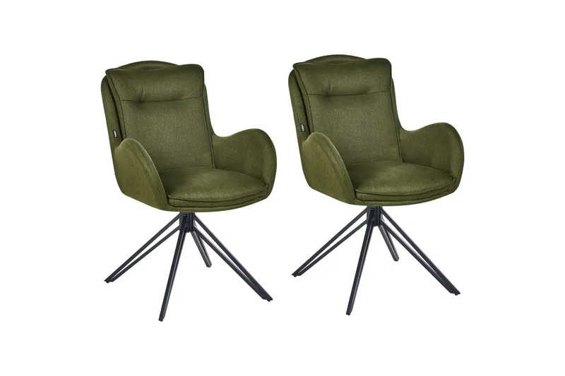 Matsalsstol Beliani Avelar set om 2 Beige-Svart Dark green