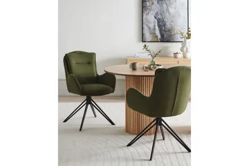 Matsalsstol Beliani Avelar set om 2 Beige-Svart Dark green - Møbler - Stoler - Spisestuestoler & kjøkkenstoler