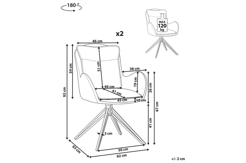 Matsalsstol Beliani Avelar set om 2 Beige-Svart Dark green - Møbler - Stoler - Spisestuestoler & kjøkkenstoler