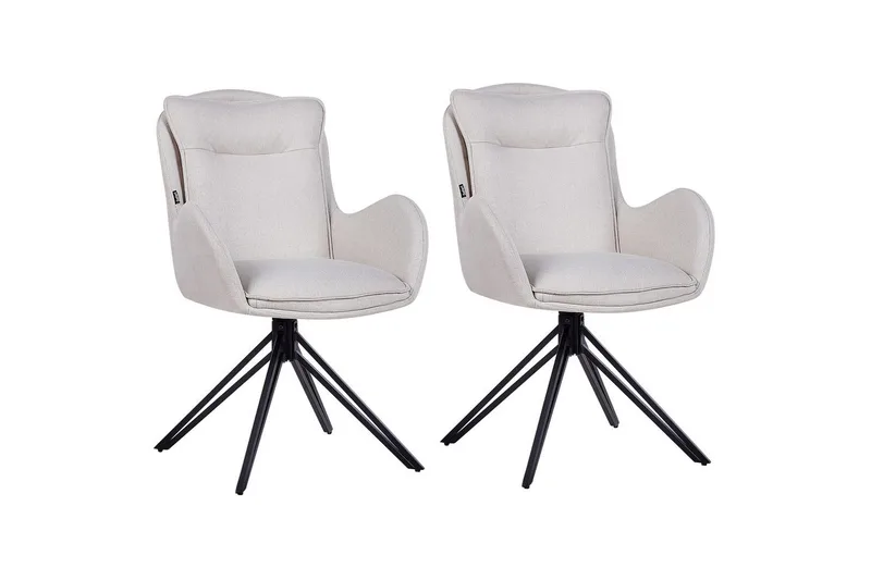 Matsalsstol Beliani Avelar set om 2 Beige-Svart Ljusbeige