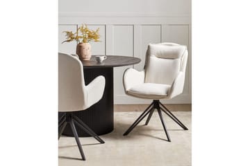 Matsalsstol Beliani Avelar set om 2 Beige-Svart Ljusbeige - Møbler - Stoler - Spisestuestoler & kjøkkenstoler