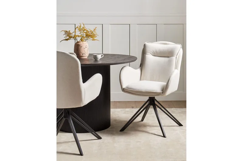 Matsalsstol Beliani Avelar set om 2 Beige-Svart Ljusbeige - Møbler - Stoler - Spisestuestoler & kjøkkenstoler