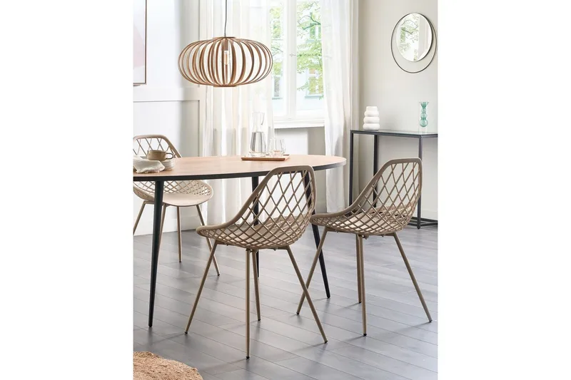 Matsalsstol Beliani Canton Ii set om 2 Beige - Møbler - Stoler - Spisestuestoler & kjøkkenstoler