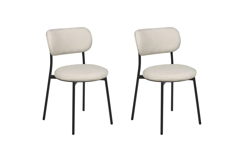Matsalsstol Beliani Casey set om 2 Beige-Svart Ljusbeige
