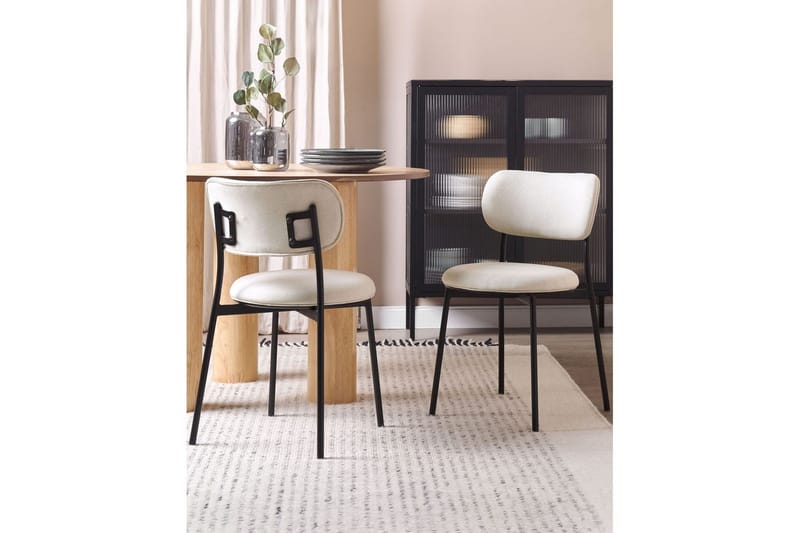 Matsalsstol Beliani Casey set om 2 Beige-Svart Ljusbeige - Møbler - Stoler - Spisestuestoler & kjøkkenstoler