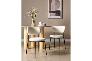 Matsalsstol Beliani Casey set om 2 Beige-Svart Off White - Møbler - Stoler - Spisestuestoler & kjøkkenstoler