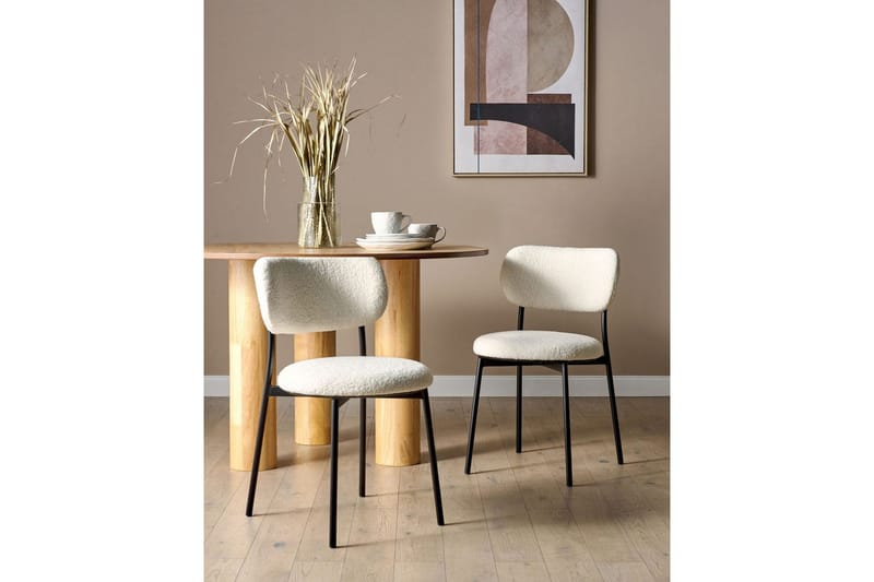 Matsalsstol Beliani Casey set om 2 Beige-Svart Off White - Møbler - Stoler - Spisestuestoler & kjøkkenstoler