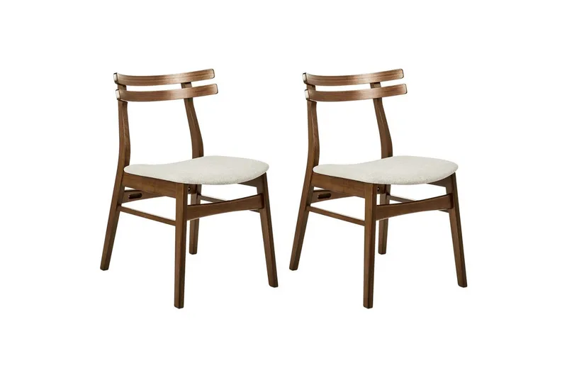 Matsalsstol Beliani Cynthiana set om 2 Ljus Trä-Grå Ljusbeige