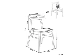 Matsalsstol Beliani Cynthiana set om 2 Ljus Trä-Grå Ljusbeige - Møbler - Stoler - Spisestuestoler & kjøkkenstoler