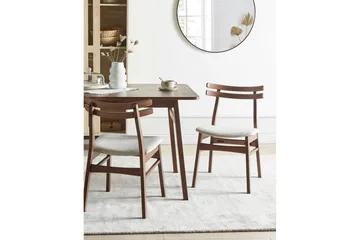 Matsalsstol Beliani Cynthiana set om 2 Ljus Trä-Grå Ljusbeige - Møbler - Stoler - Spisestuestoler & kjøkkenstoler