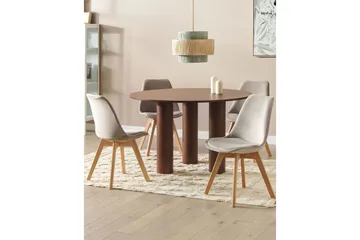 Matsalsstol Beliani Dakota Ii set om 2 Beige-Ljust Trä Taupe - Møbler - Stoler - Spisestuestoler & kjøkkenstoler