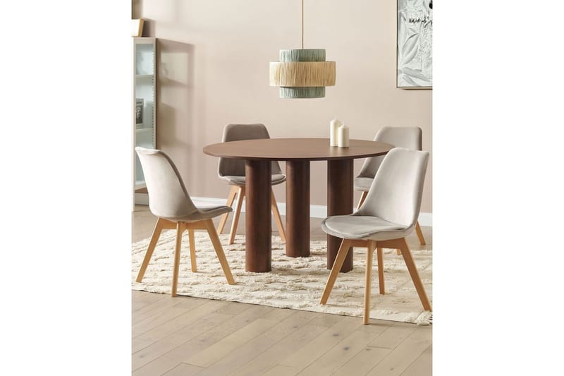 Matsalsstol Beliani Dakota Ii set om 2 Beige-Ljust Trä Taupe - Møbler - Stoler - Spisestuestoler & kjøkkenstoler