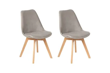 Matsalsstol Beliani Dakota Ii set om 2 Beige-Ljust Trä Taupe - Møbler - Stoler - Spisestuestoler & kjøkkenstoler