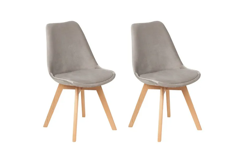 Matsalsstol Beliani Dakota Ii set om 2 Beige-Ljust Trä Taupe