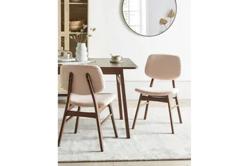 Matsalsstol Beliani Ella set om 2 Ljus Trä-Beige Ljusbeige - Møbler - Stoler - Spisestuestoler & kjøkkenstoler
