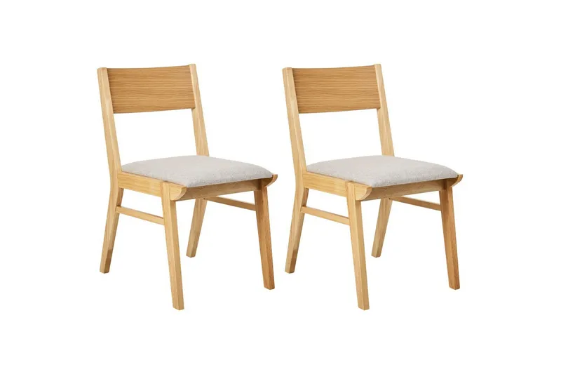 Matsalsstol Beliani Enola set om 2 Ljus Trä-Grå Light grey